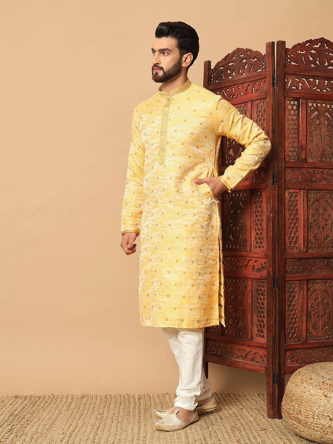 Luxurious Jacquard Kurta with Sequin Embroidery | Premium Raymond Cotton Pajama