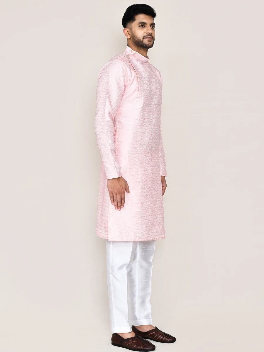 Traditional Ethnic Wear Kurta | Pink Jacquard Silk with Art Silk Pant