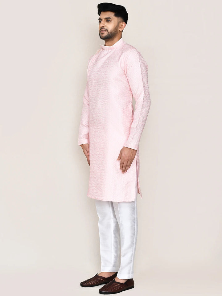 Traditional Ethnic Wear Kurta | Pink Jacquard Silk with Art Silk Pant