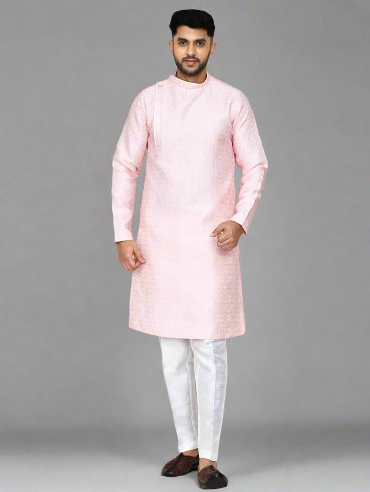 Traditional Ethnic Wear Kurta | Pink Jacquard Silk with Art Silk Pant