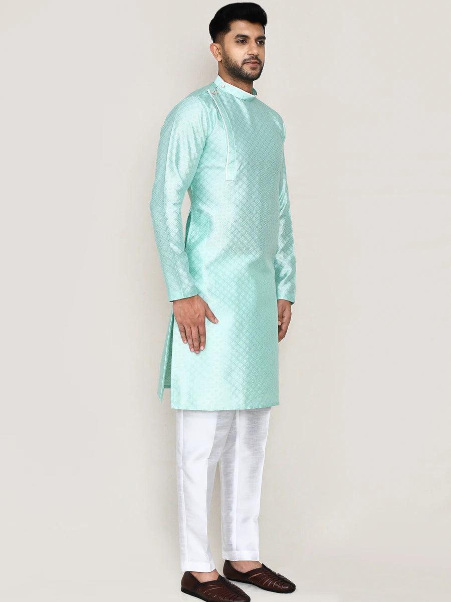 Luxurious Sea Green Kurta Set | Jacquard Silk & Art Silk Bottom