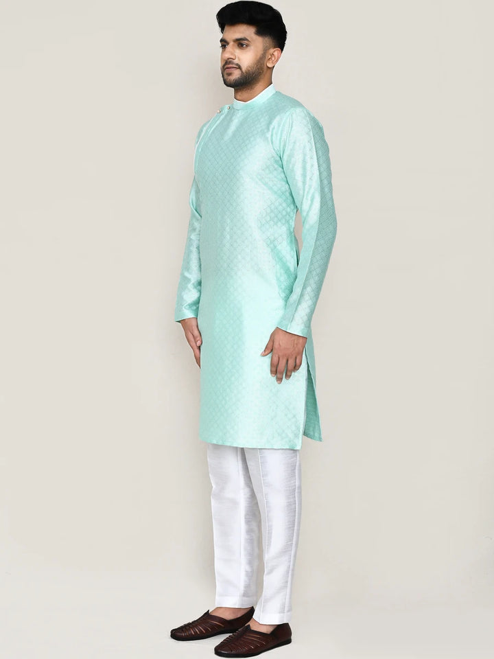 Luxurious Sea Green Kurta Set | Jacquard Silk & Art Silk Bottom