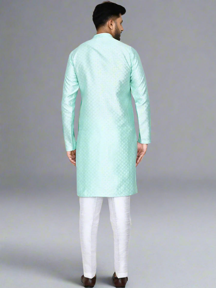 Luxurious Sea Green Kurta Set | Jacquard Silk & Art Silk Bottom