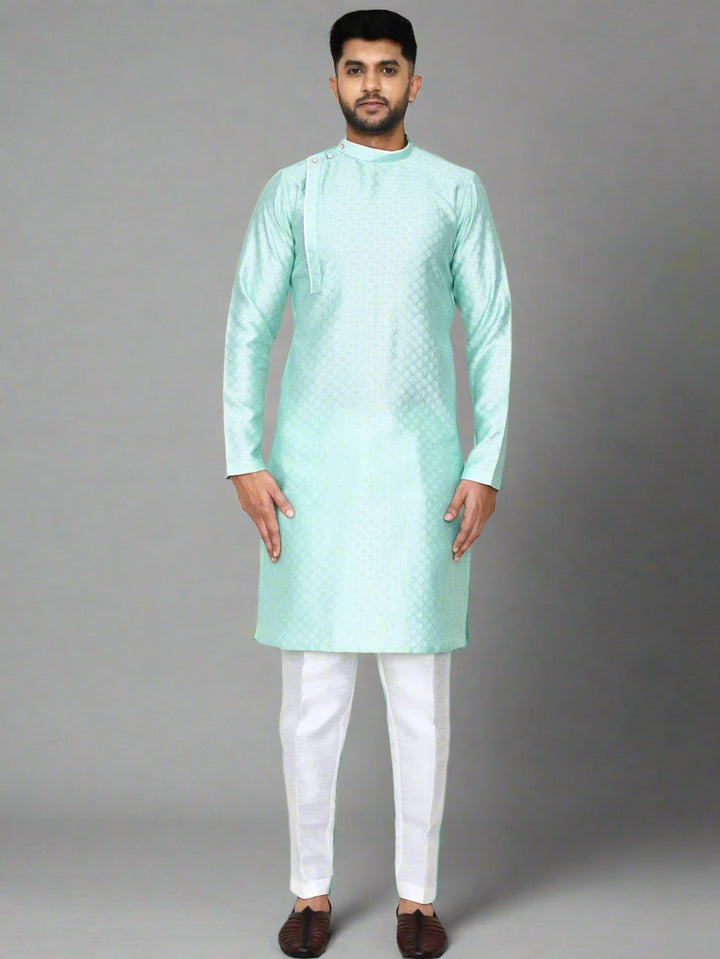 Luxurious Sea Green Kurta Set | Jacquard Silk & Art Silk Bottom