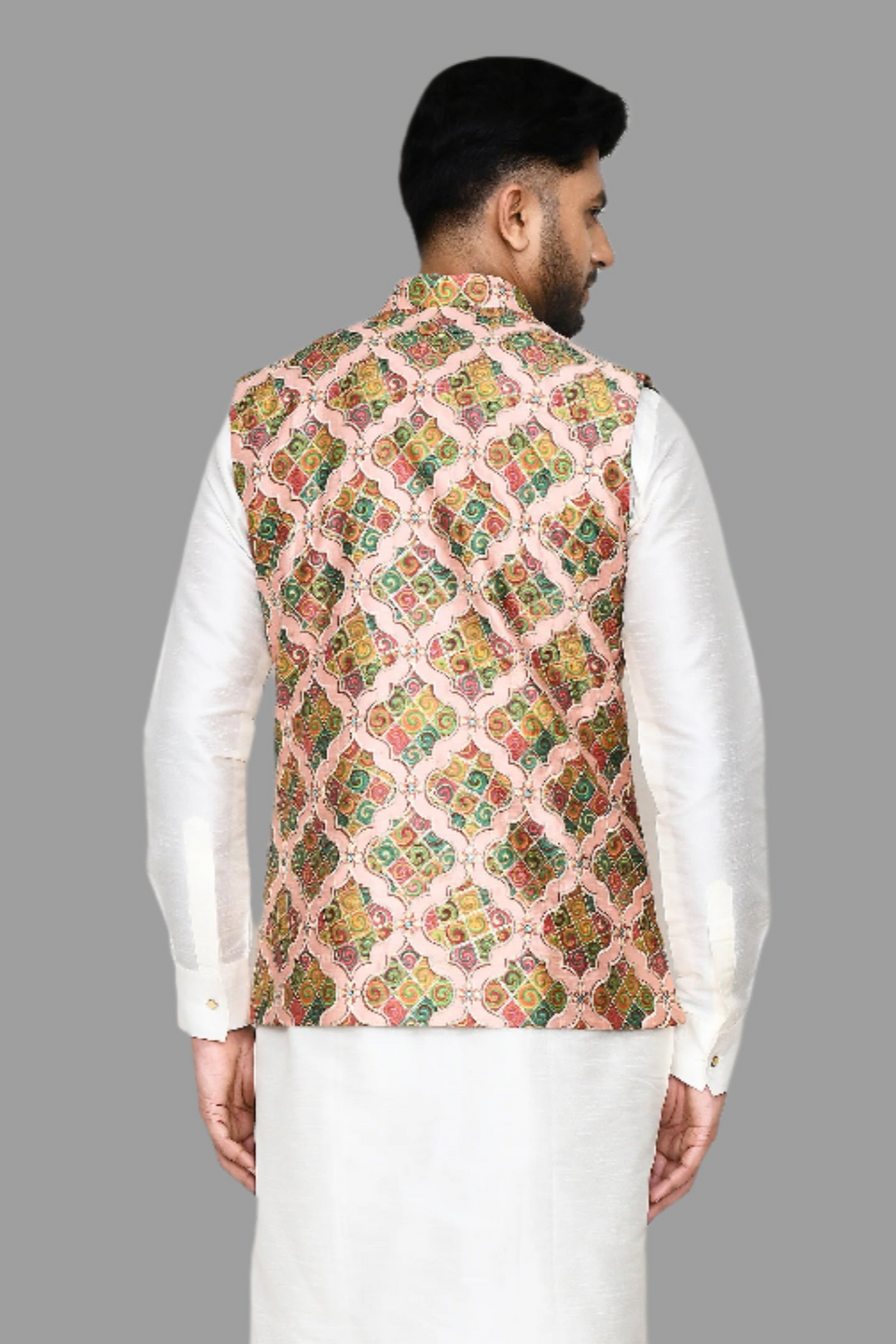 Festive Wear Art Silk Jacket | Multicolor Stylish Designer Print