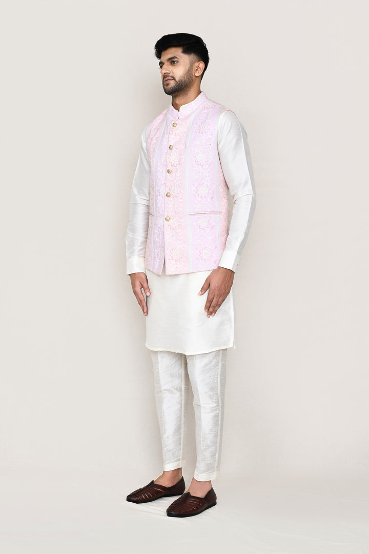 Stylish Pink Jacquard Jacket | Wevon Designer Party Wear