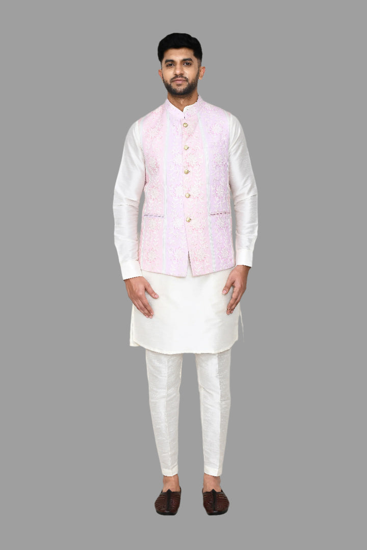 Stylish Pink Jacquard Jacket | Wevon Designer Party Wear