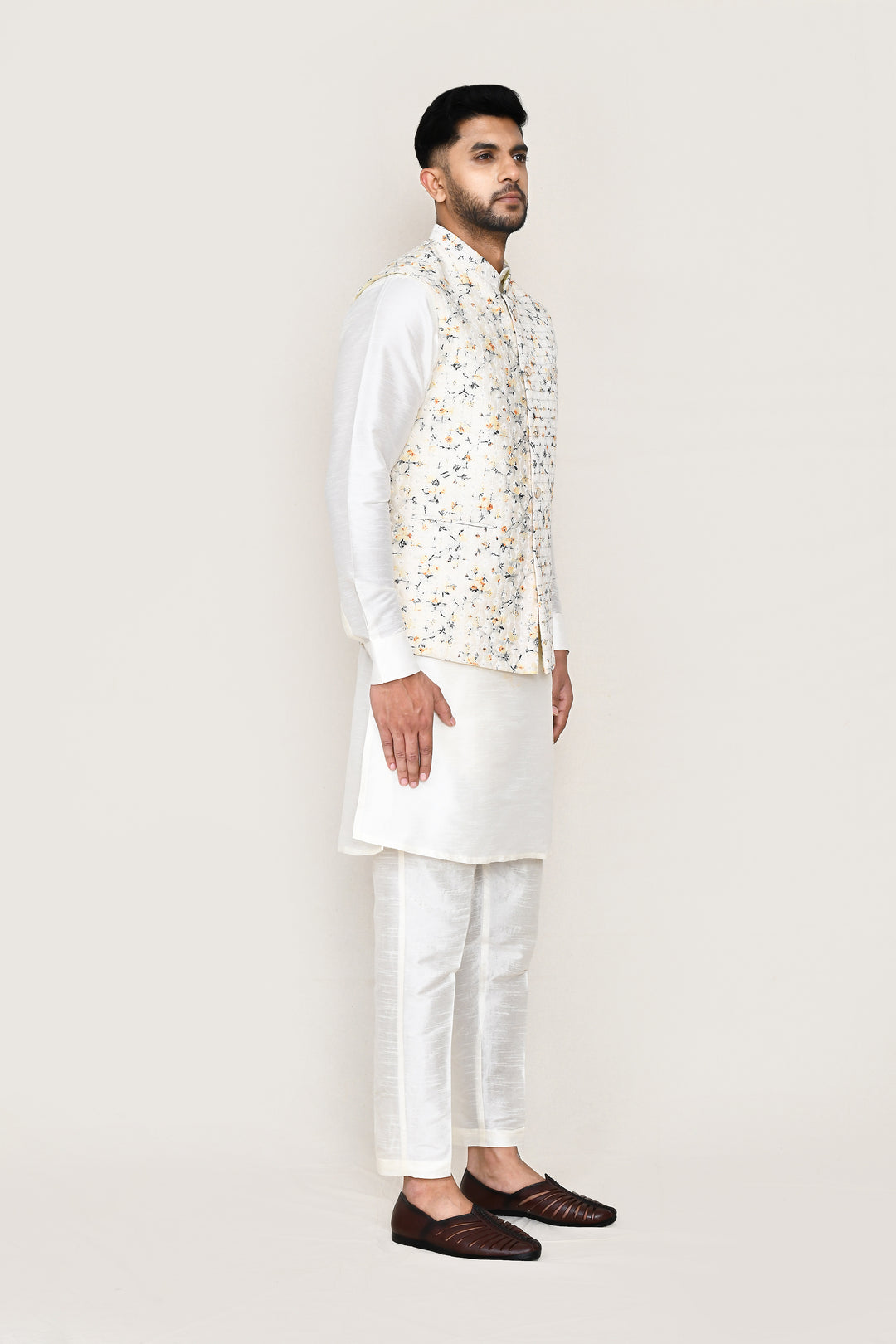 Designer Cream Cotton Jacket | Embroidery Work  Ethnic Wear