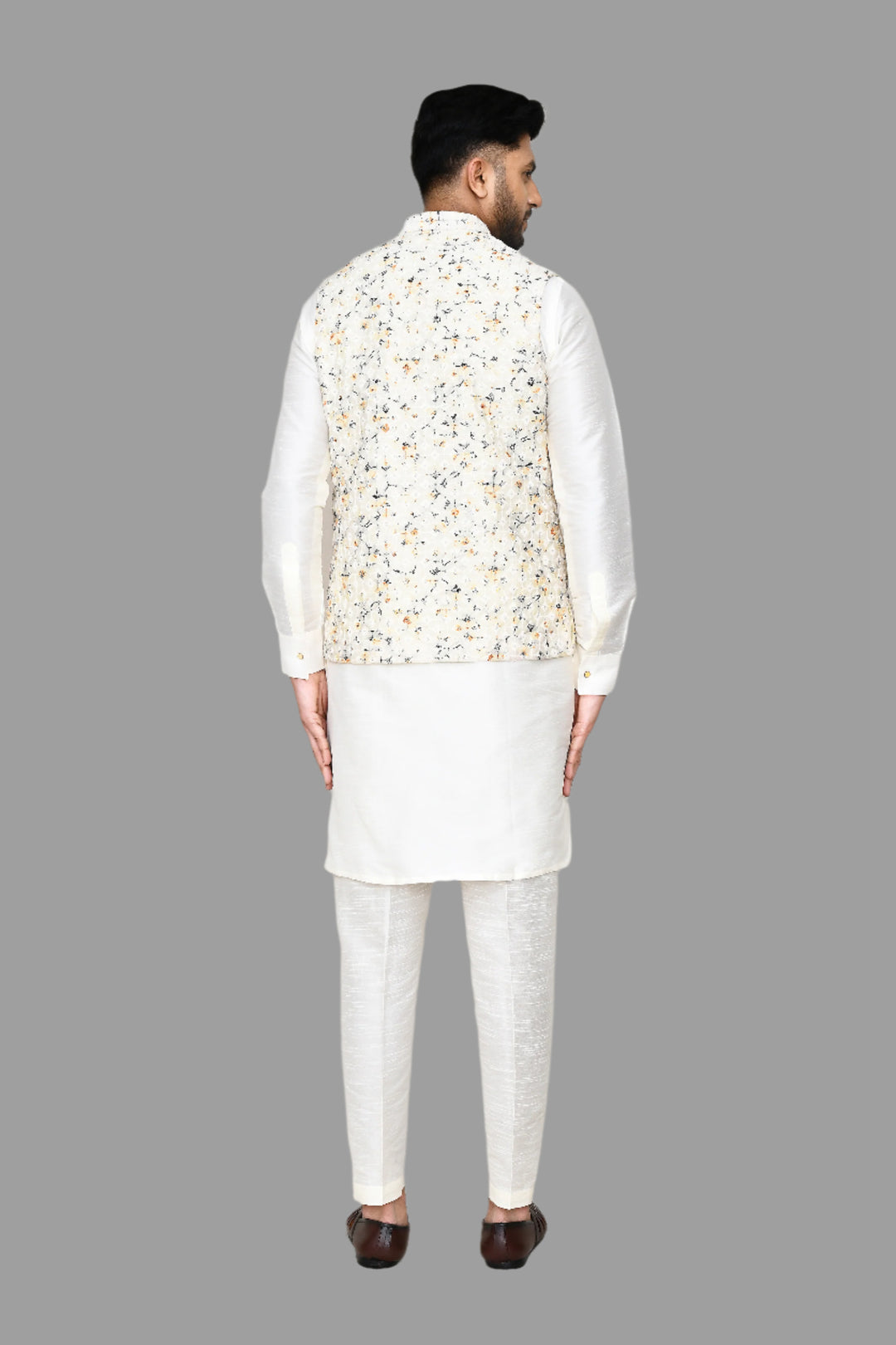 Designer Cream Cotton Jacket | Embroidery Work  Ethnic Wear