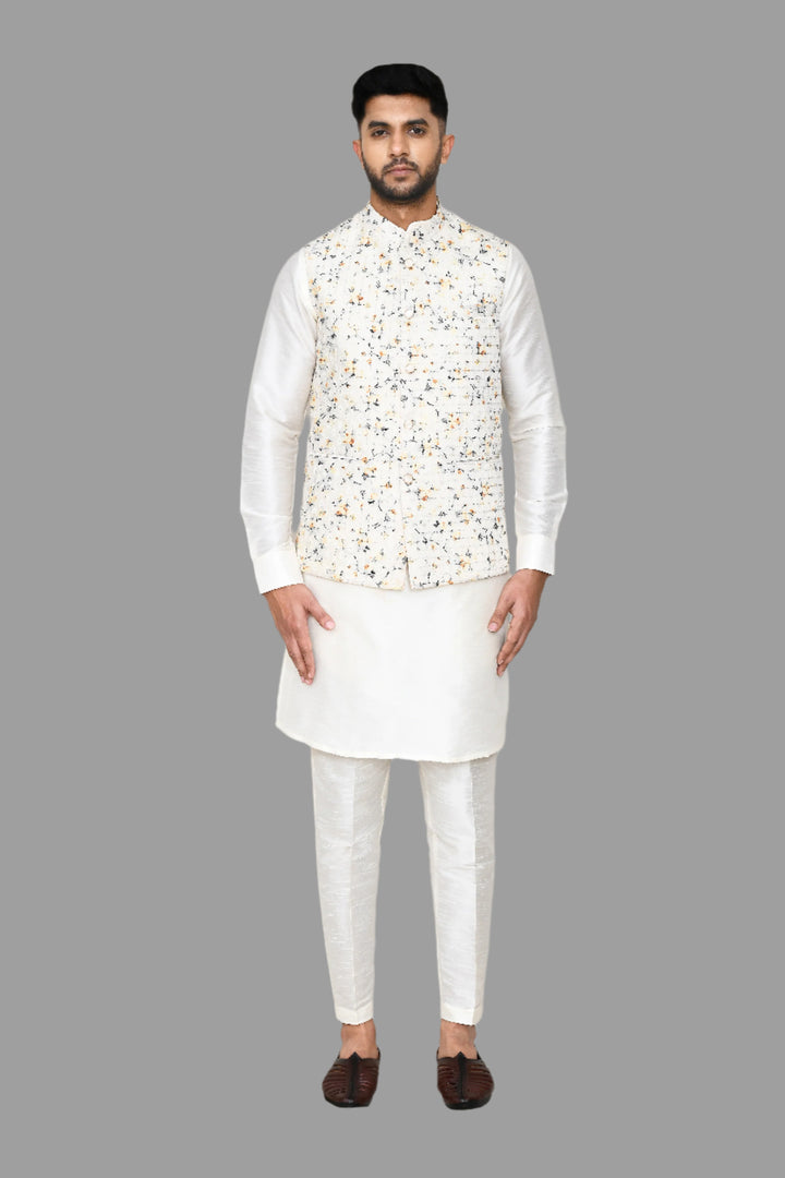 Designer Cream Cotton Jacket | Embroidery Work  Ethnic Wear