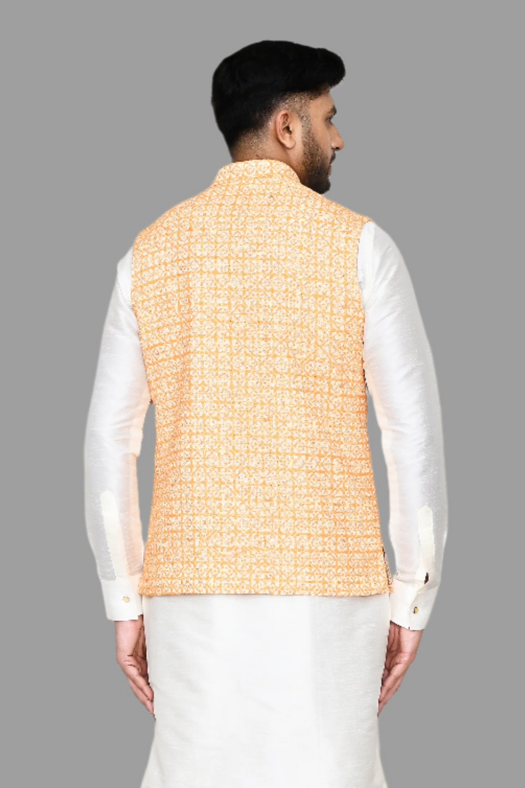 Modern Festive Wear Cotton Jacket | Embroidered Orange Jacket  Ethnic Style