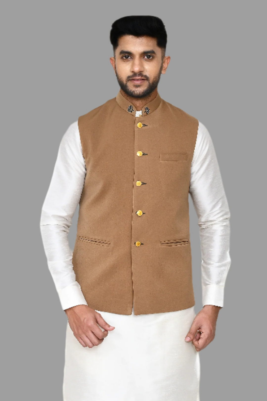 Stylish Beige Terry Rayon Jacket | Perfect for Festive Wear