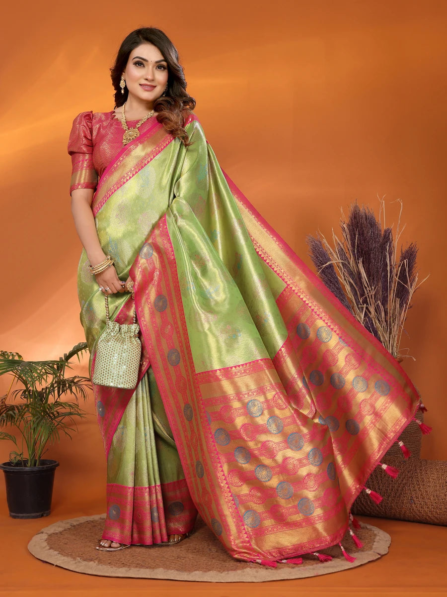 Banarasi Tissue Silk Saree | Wevon Paithani Design Festive & Wedding Wear