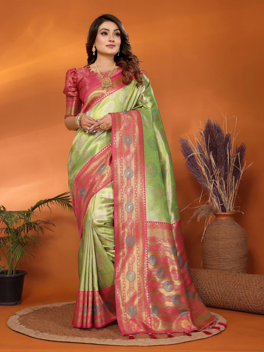 Banarasi Tissue Silk Saree | Wevon Paithani Design Festive & Wedding Wear