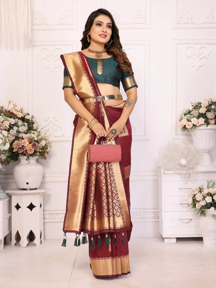 Designer Soft Silk Saree | Rich Wevon Jari Work Perfect Wedding Wear Outfit