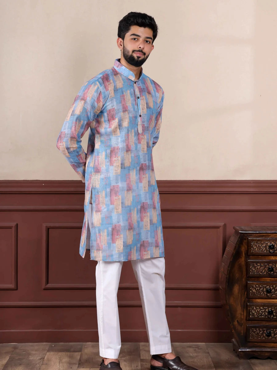 Stylish Multicolor Kurta Pajama | Designer Digital Printed Linen