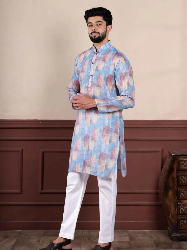 Stylish Multicolor Kurta Pajama | Designer Digital Printed Linen