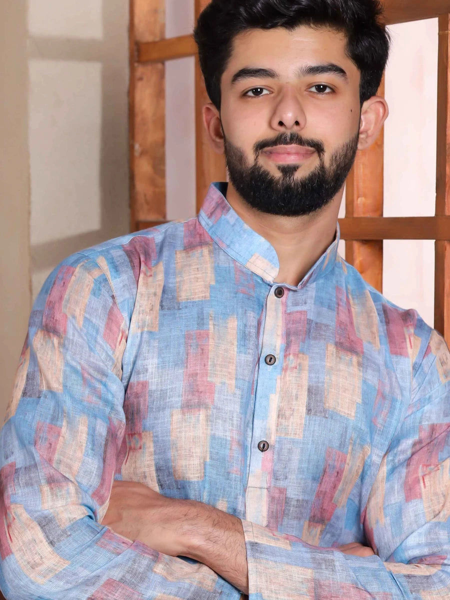 Stylish Multicolor Kurta Pajama | Designer Digital Printed Linen