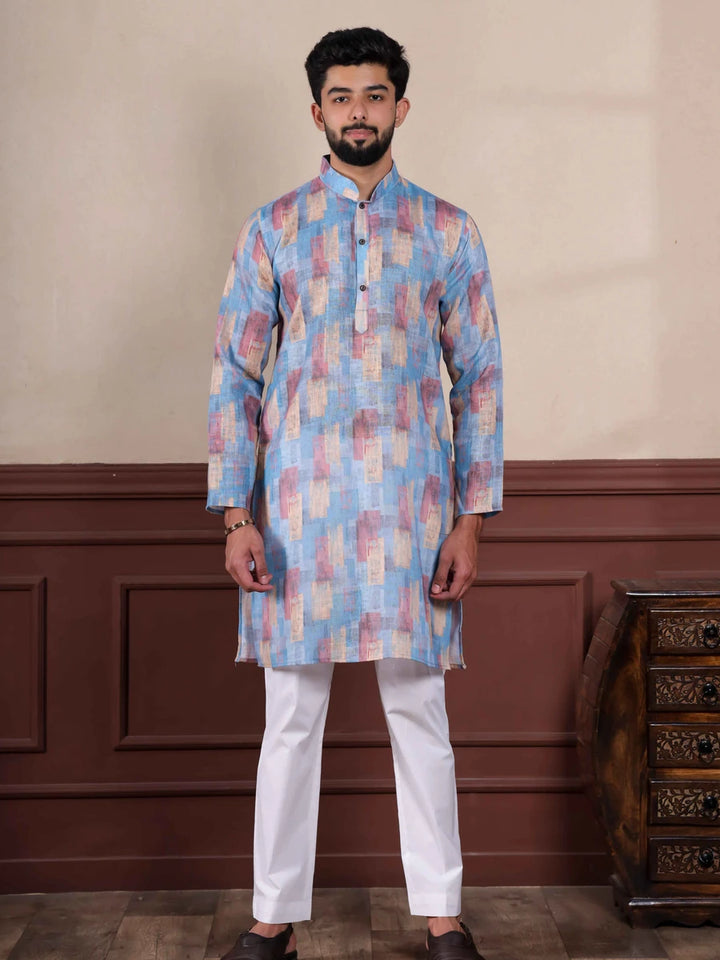 Stylish Multicolor Kurta Pajama | Designer Digital Printed Linen