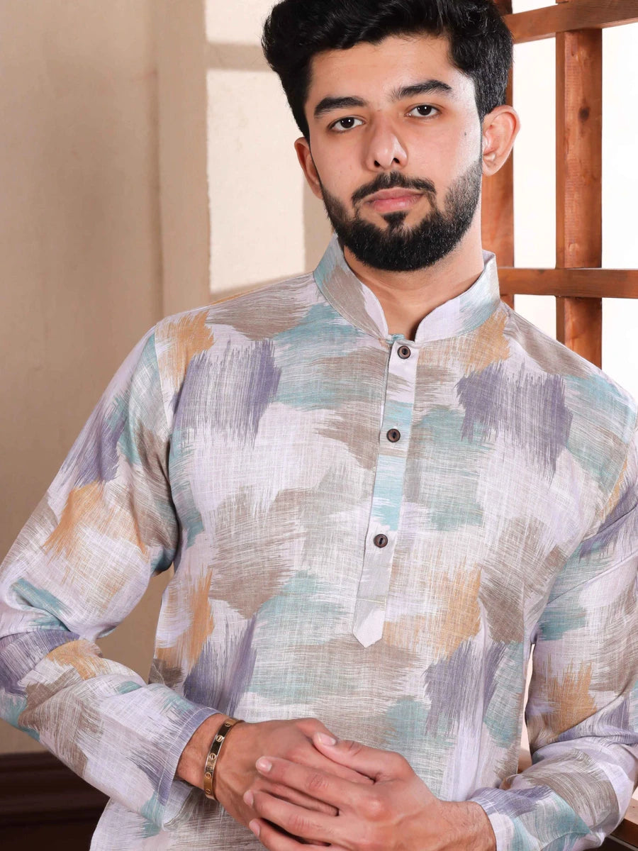 Designer Multicolor Kurta Pajama | Comfortable Linen & Cotton Fabric