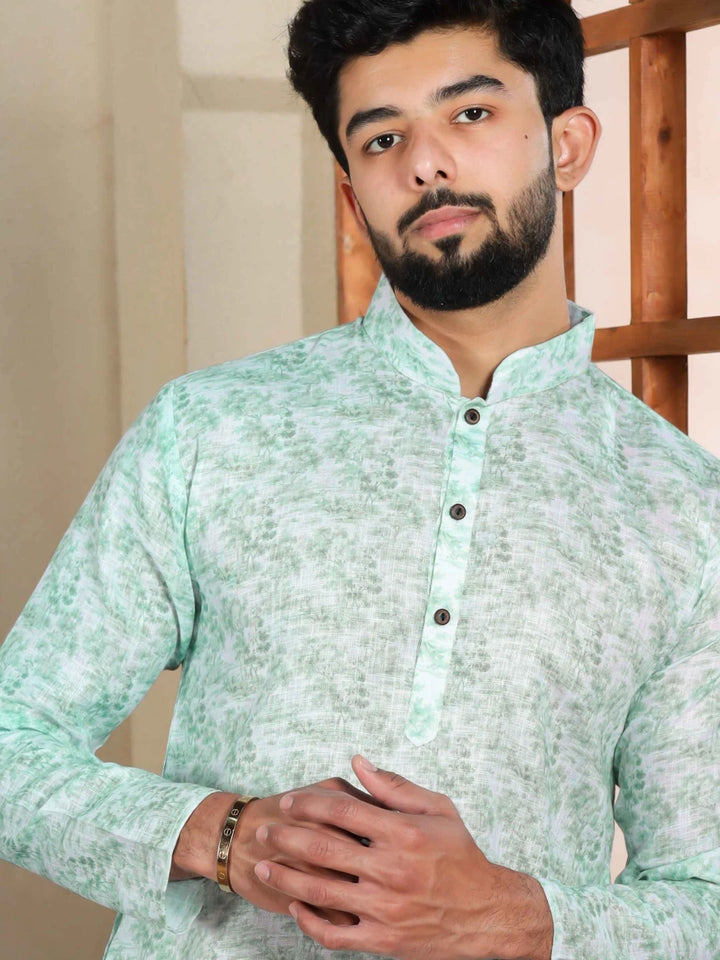 Timeless Men's Linen Kurta Pajama | Pastel Green  Festive Wear