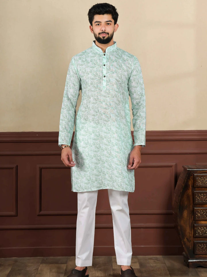 Timeless Men's Linen Kurta Pajama | Pastel Green  Festive Wear