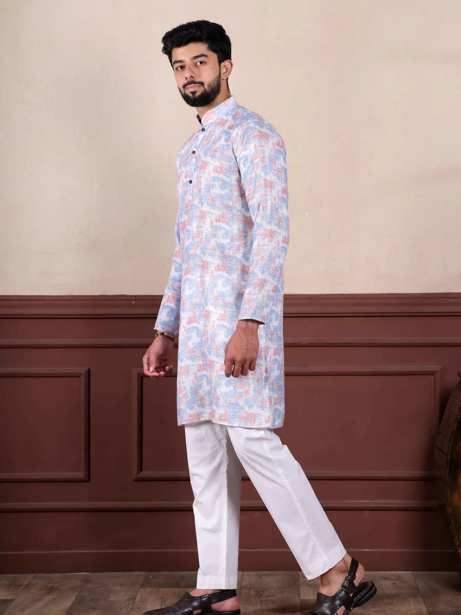 Luxurious Lavender Designer Kurta Pajama | Digital Printed Linen Wedding