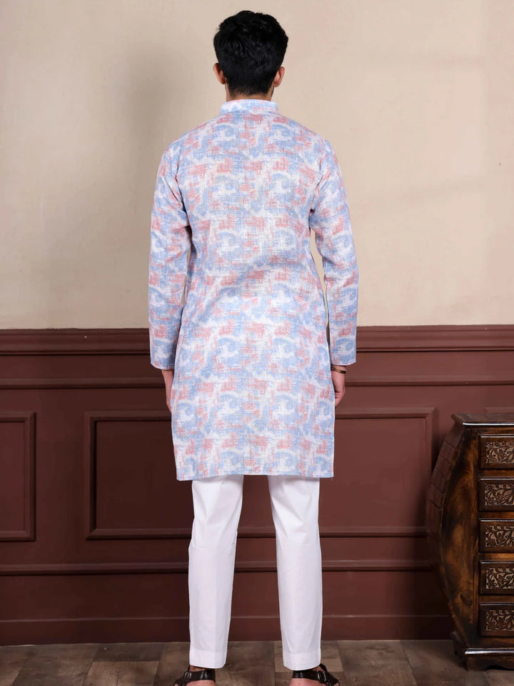 Luxurious Lavender Designer Kurta Pajama | Digital Printed Linen Wedding