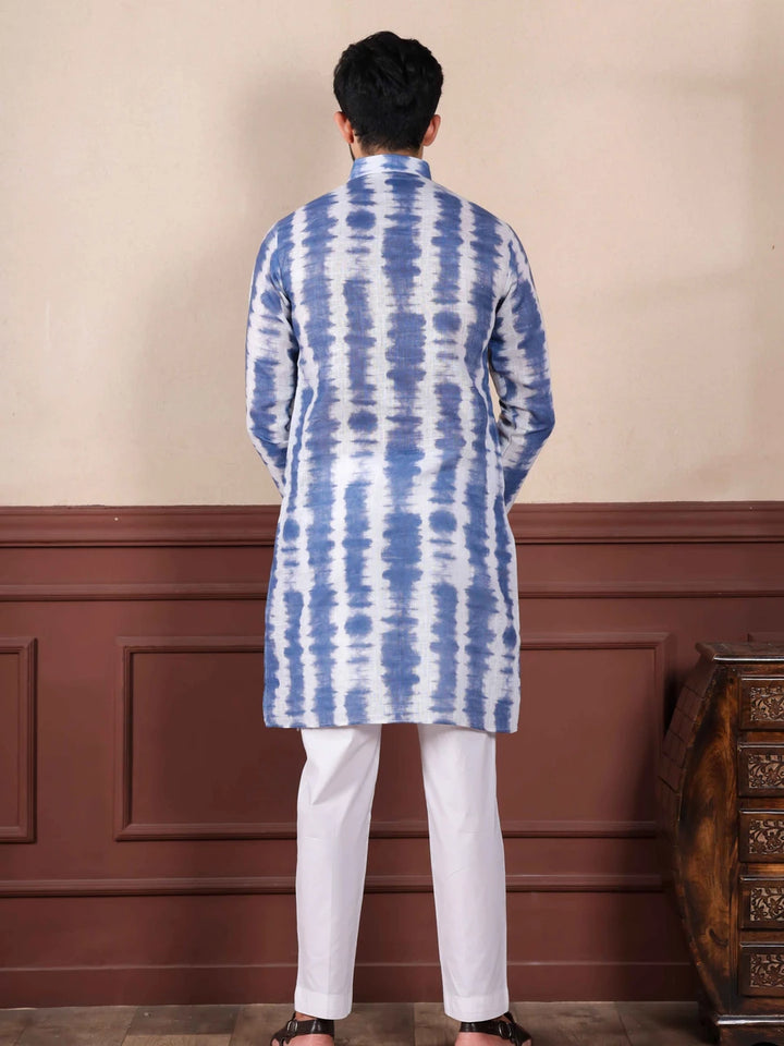 Elegance Linen Kurta Pajama | Digital Printed Cotton Bottom