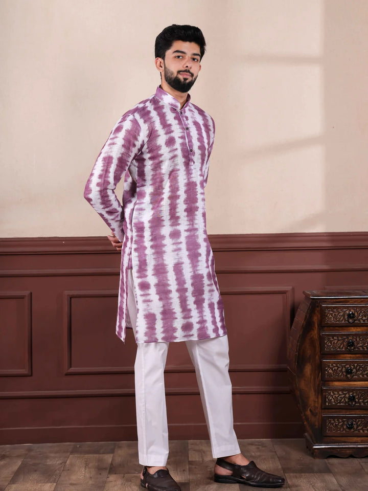 Elegance Linen Kurta Pajama | Digital Printed Cotton Bottom