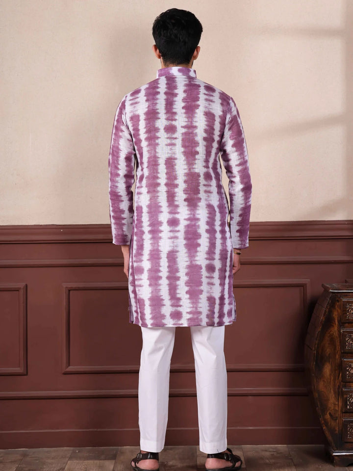 Elegance Linen Kurta Pajama | Digital Printed Cotton Bottom