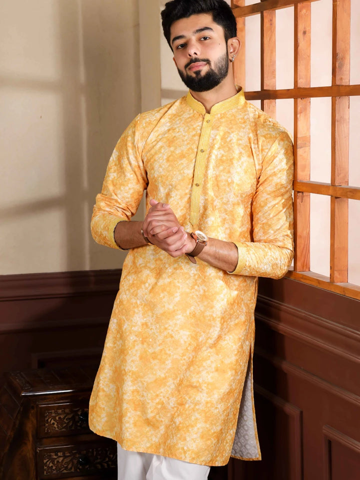 Designer Yellow Kurta Pajama | Cotton Blend with Hand Work