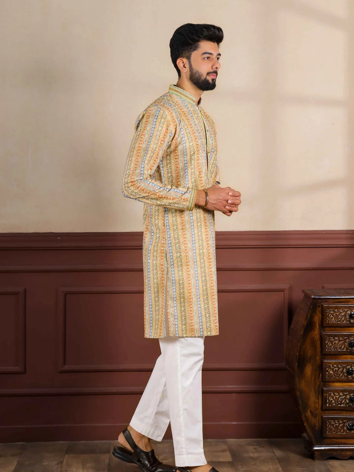 Sophisticated Festive Cotton Blend Kurta Pajama | Multicolor  Printed Design