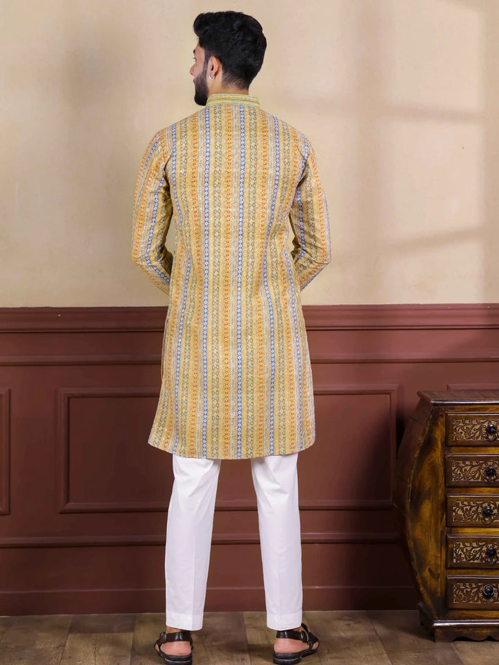 Sophisticated Festive Cotton Blend Kurta Pajama | Multicolor  Printed Design