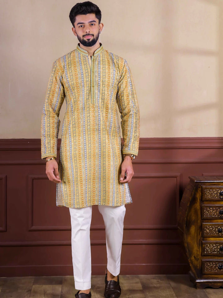 Sophisticated Festive Cotton Blend Kurta Pajama | Multicolor  Printed Design