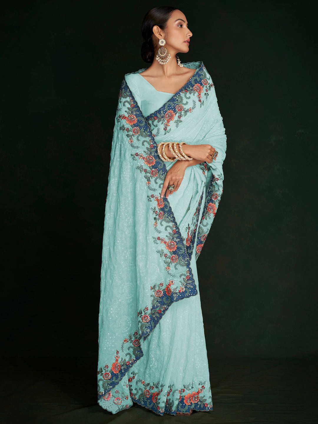 Vibrant color luxurious fabric exclusive attire crafted for elegance and style.