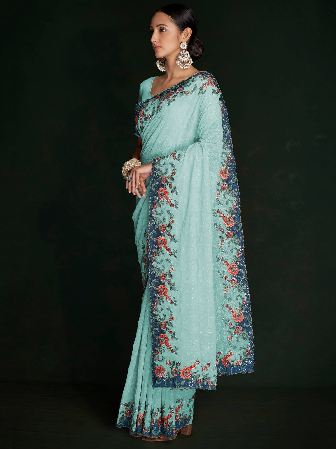 Vibrant color luxurious fabric exclusive attire crafted for elegance and style.