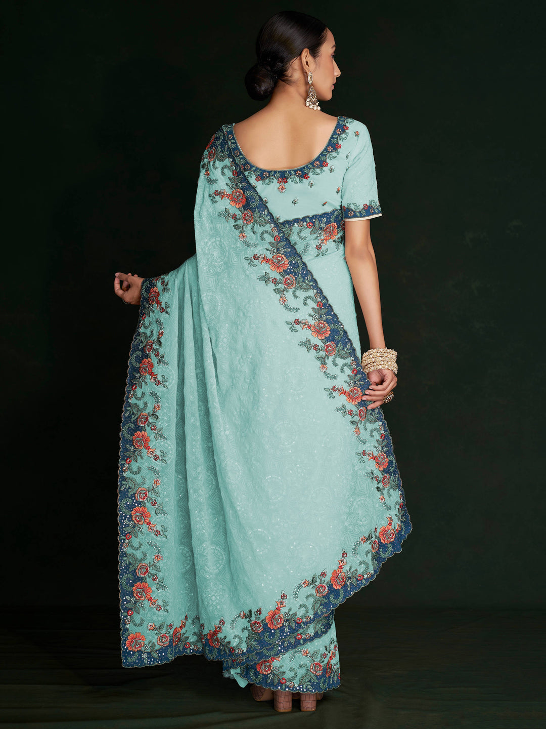 Vibrant color luxurious fabric exclusive attire crafted for elegance and style.