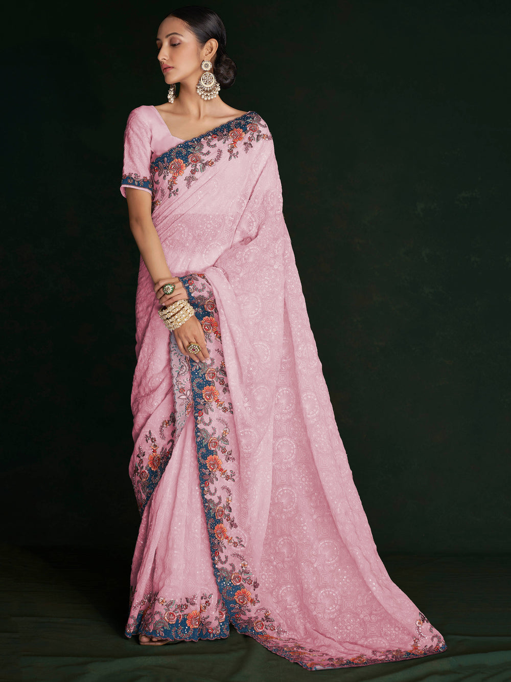 Vibrant color luxurious fabric exclusive attire crafted for elegance and style.