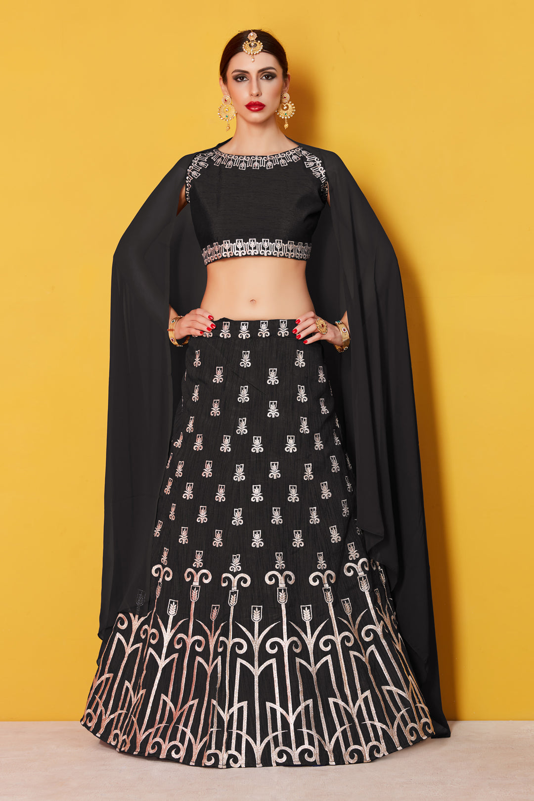 Elegant Art Silk Lehenga Choli | Embroidered Blouse with Plain Chanderi Dupatta