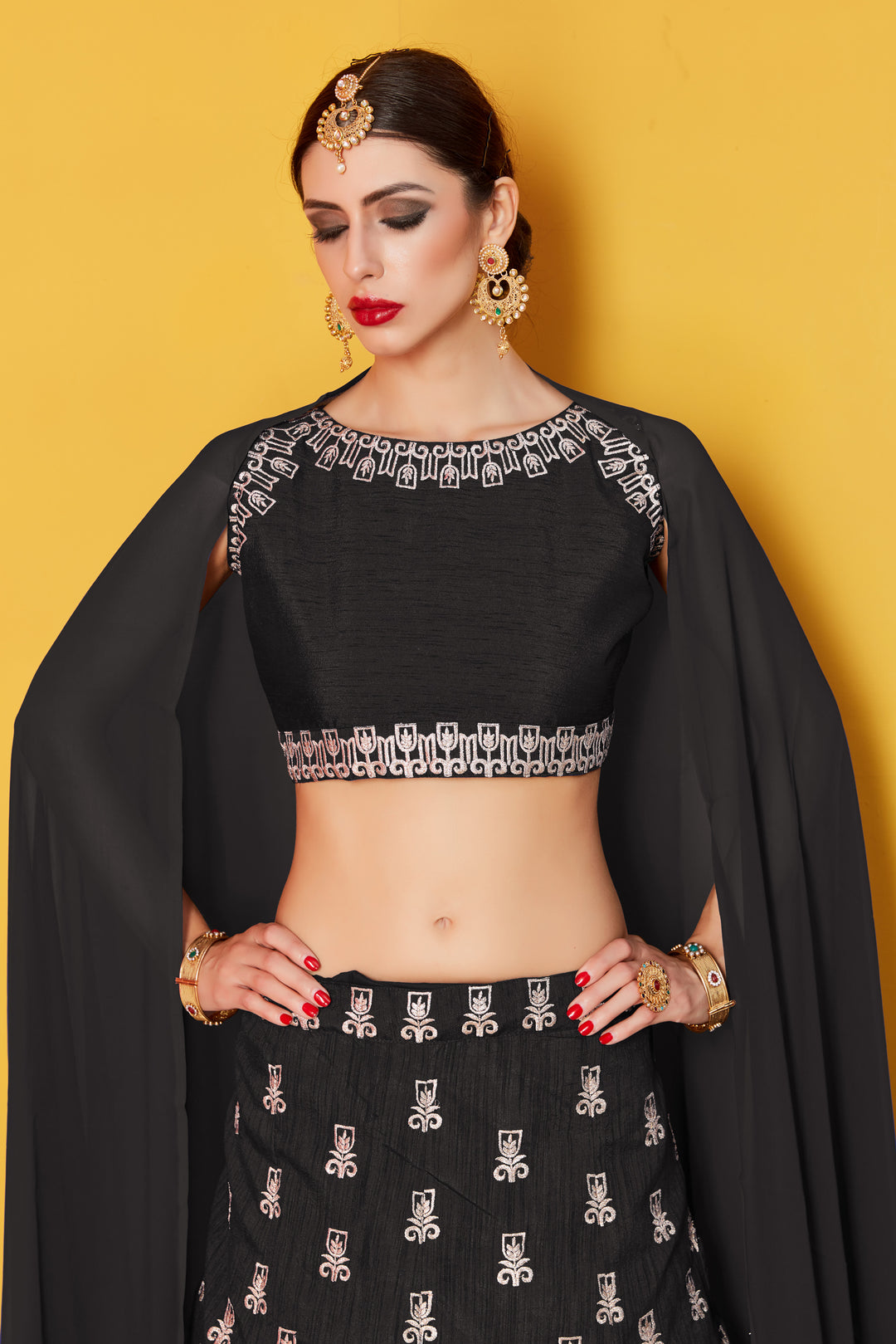 Elegant Art Silk Lehenga Choli | Embroidered Blouse with Plain Chanderi Dupatta