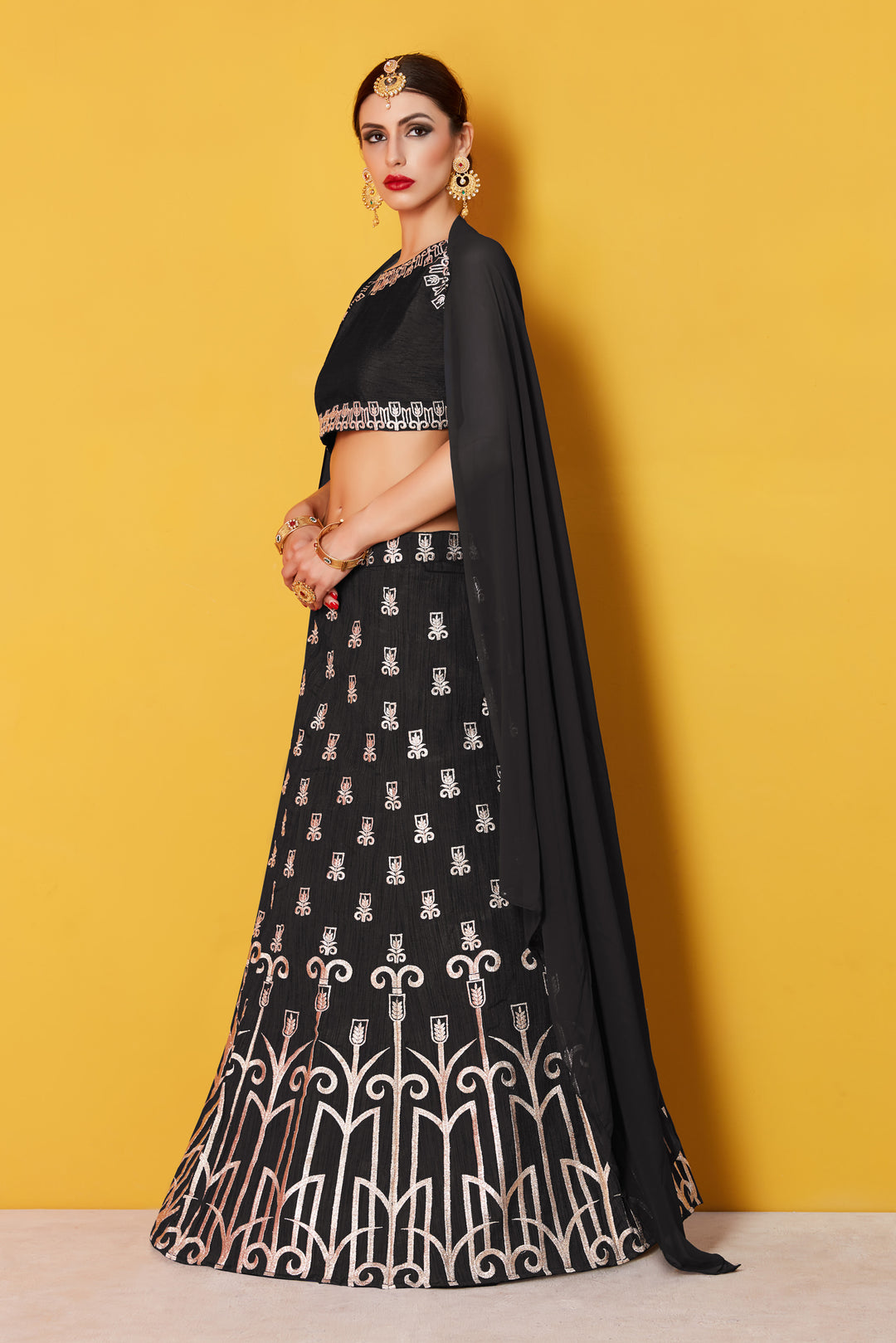 Elegant Art Silk Lehenga Choli | Embroidered Blouse with Plain Chanderi Dupatta