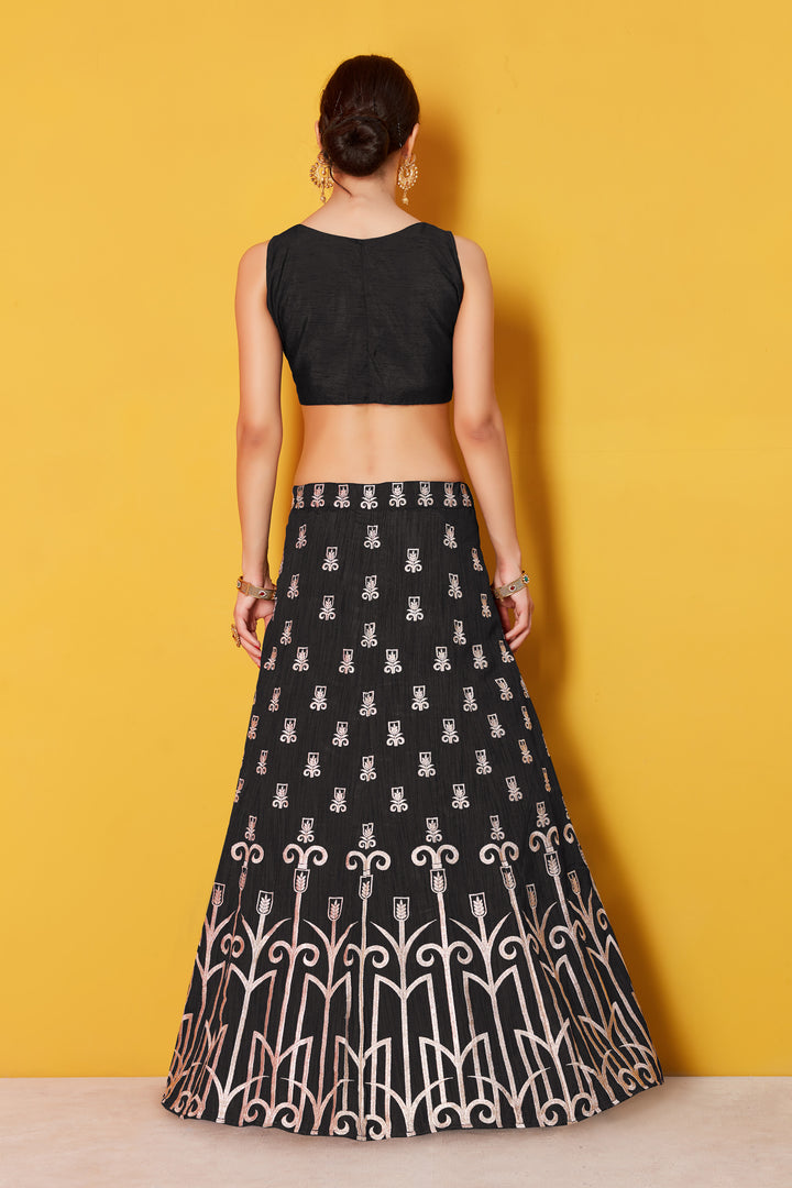 Art Silk Lehenga with Embroidered Blouse and Georgette Dupatta