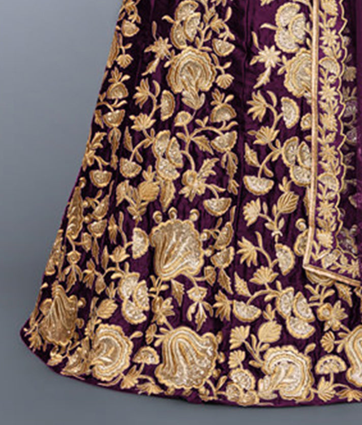 Elegant Velvet Lehenga Set | Heavy Dori Work with Matching Blouse