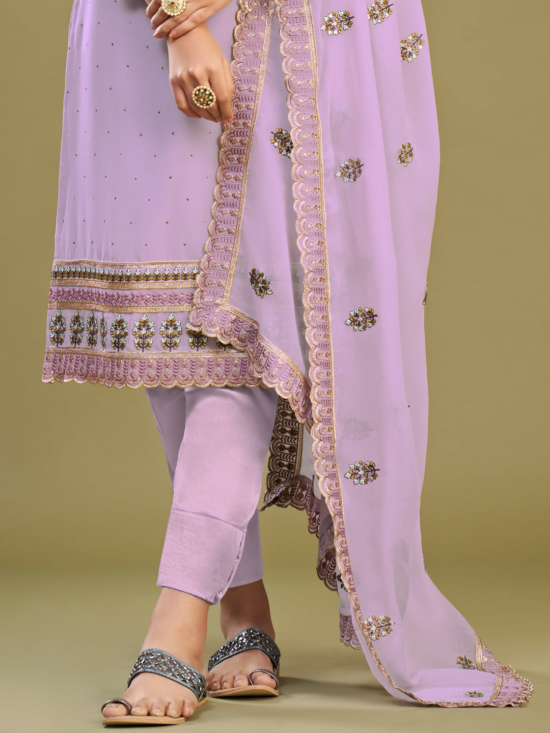 Lavish Lavender Multi-Thread Work Georgette Events Wear Salwar Kameez