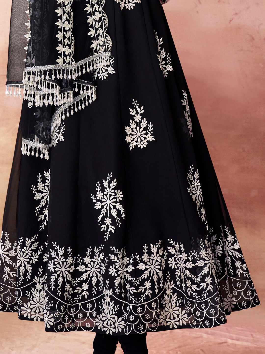 Fabulous Black Embroidered Georgette Event Wear Salwar Kameez