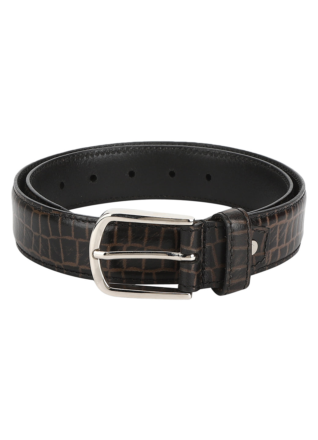 Brown Croc Embossed Men's Belt | Elegant Crocodile Pattern Accessory