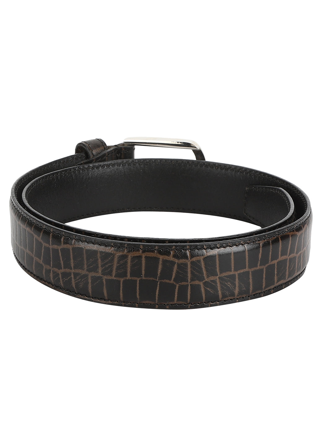 Brown Croc Embossed Men's Belt | Elegant Crocodile Pattern Accessory