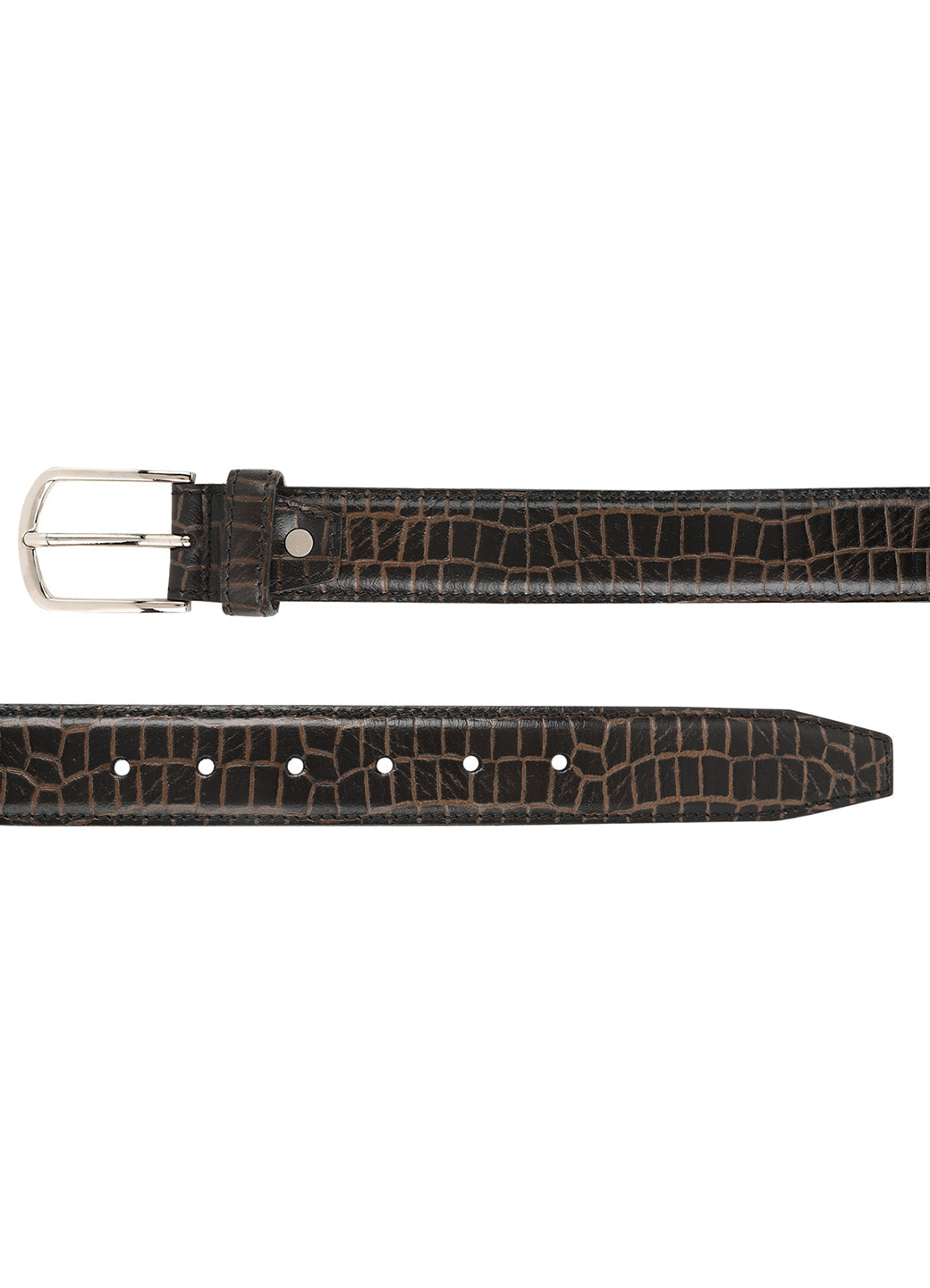 Brown Croc Embossed Men's Belt | Elegant Crocodile Pattern Accessory