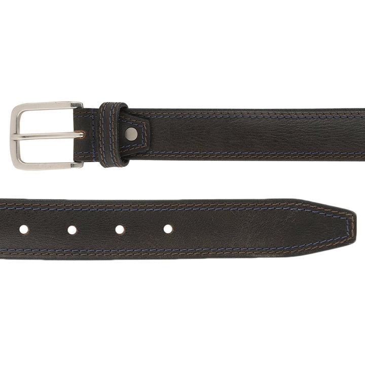 Contrast Stitch Casual Belt | Double-Stitched Genuine Leather Belt